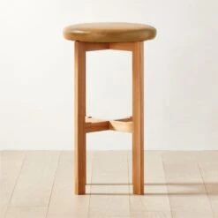 La Piedra Backless Brown Leather Bar Stool Set Of 2