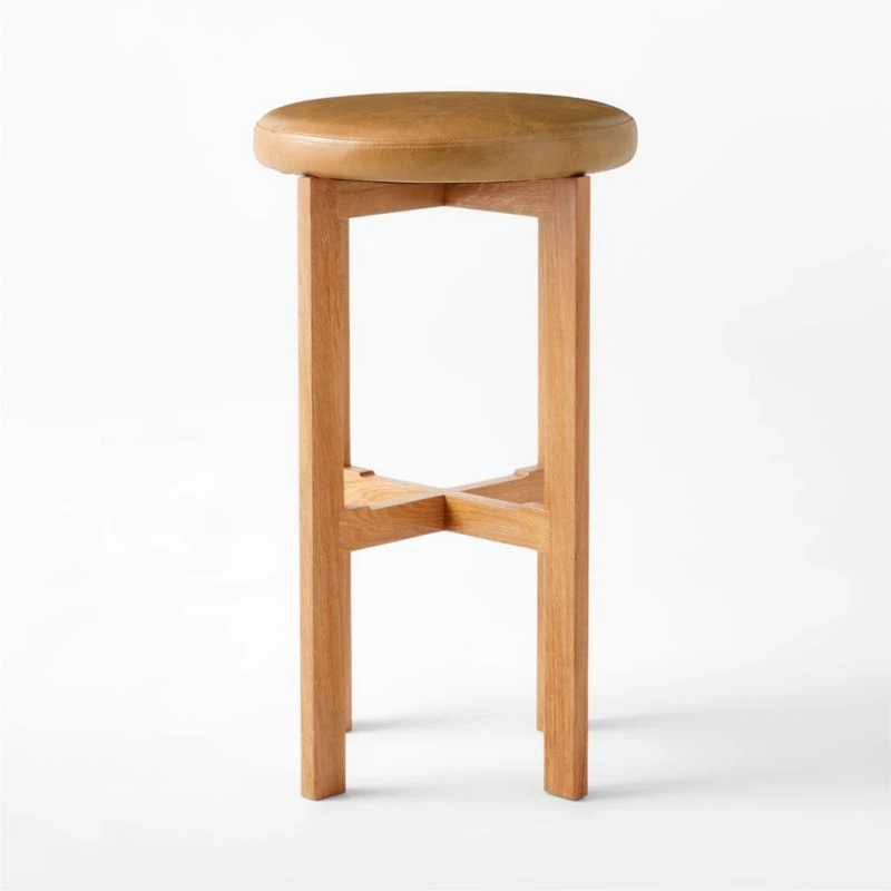 La Piedra Backless Brown Leather Bar Stool Set Of 2 - Image 3