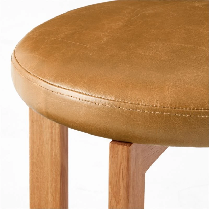 La Piedra Backless Brown Leather Bar Stool Set Of 2 - Image 5