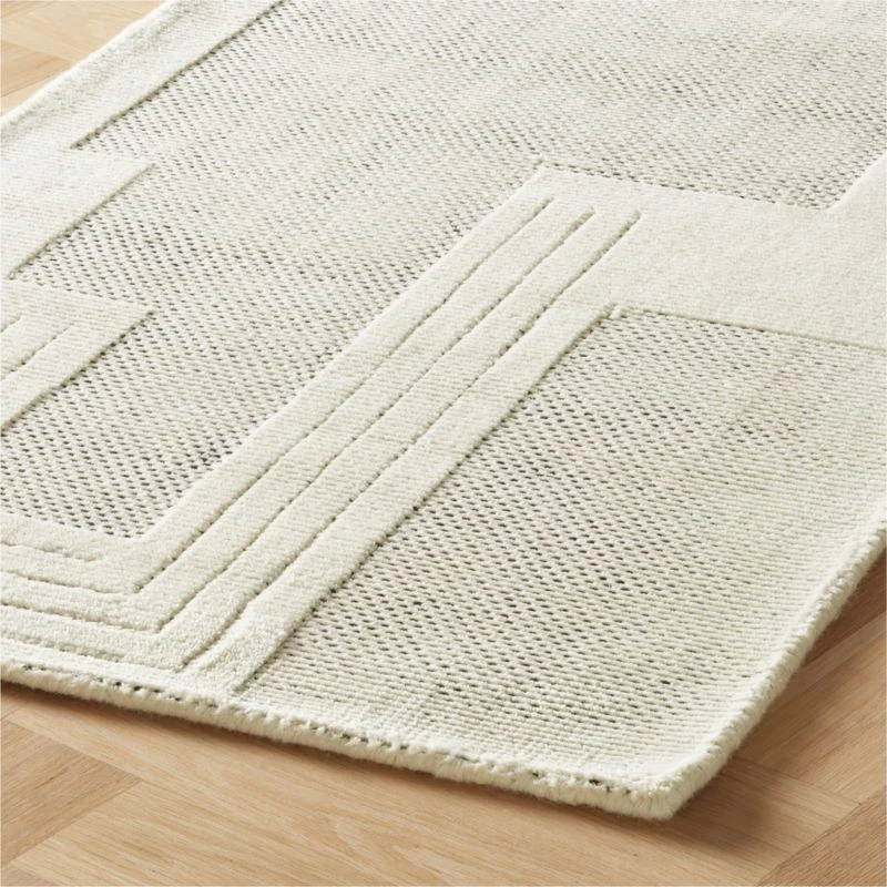 Larso Hand-Tufted Wool-Blend White Runner Rug 2.5'x8' - Image 3