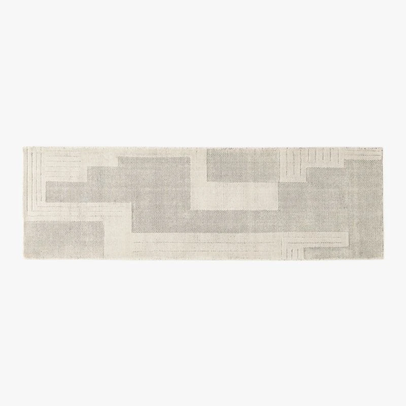 Larso Hand-Tufted Wool-Blend White Runner Rug 2.5'x8'