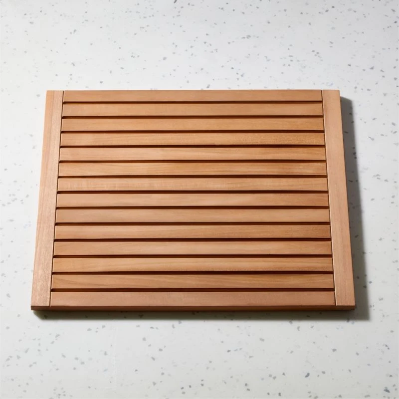 Lateral Natural Teak Bath Mat 21.75"x23" - Image 2