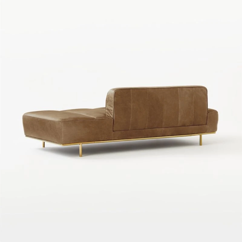 Lawndale Saddle Brown Leather Daybed With Brass Base - Image 8