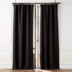 Black Linen Blackout Window Curtain Panel 48''x84''