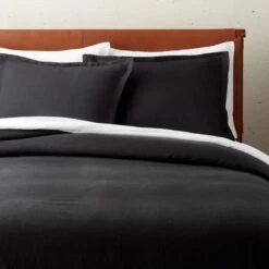 EUROPEAN FLAX™-Certified Linen Black Duvet Cover And Shams