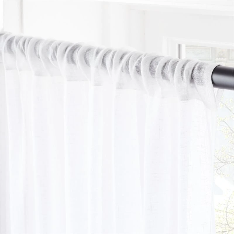 White Linen Sheer Window Curtain Panel 48"x84" - Image 3