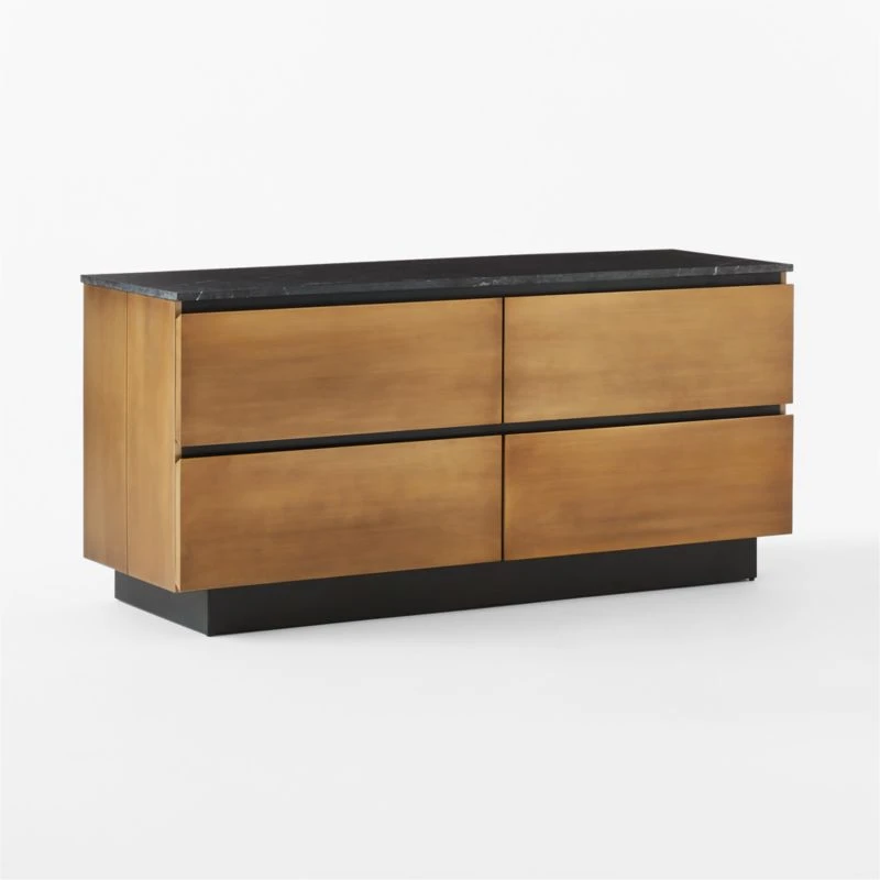 Logan 4-Drawer Black Marble-Top Dresser - Image 3