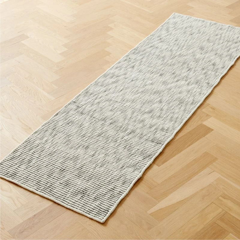 Lousa Handloomed Black And White Wool Runner Rug 2.5'x8' - Image 2