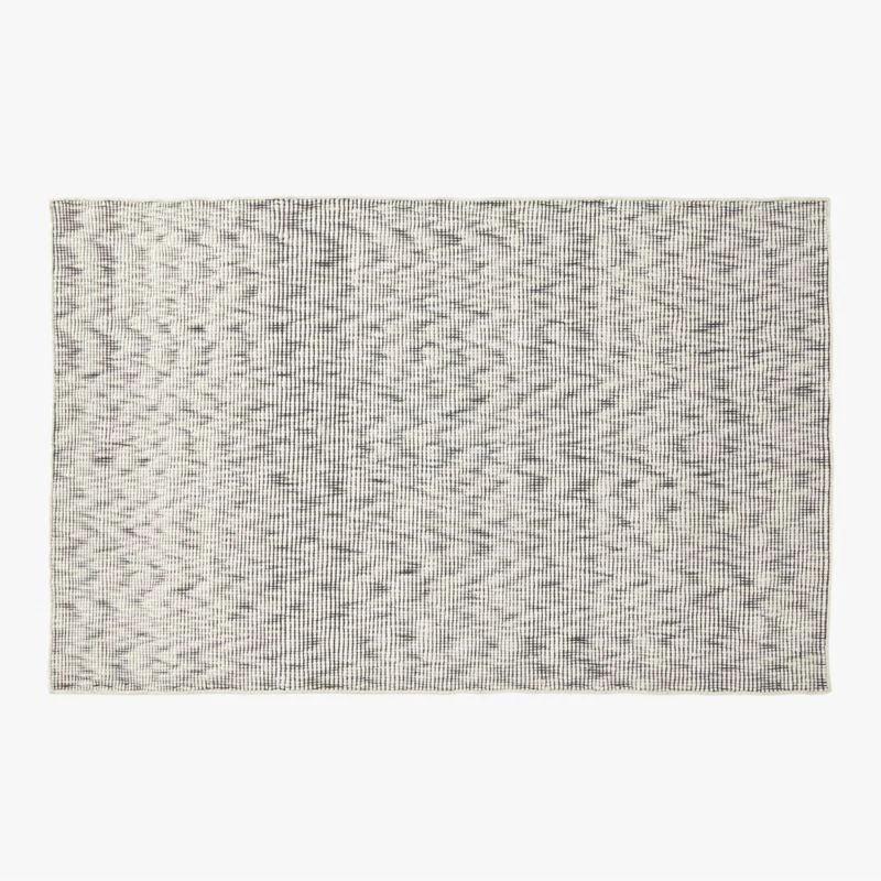 Lousa Handloomed Black And White Wool Area Rug 5'x8'