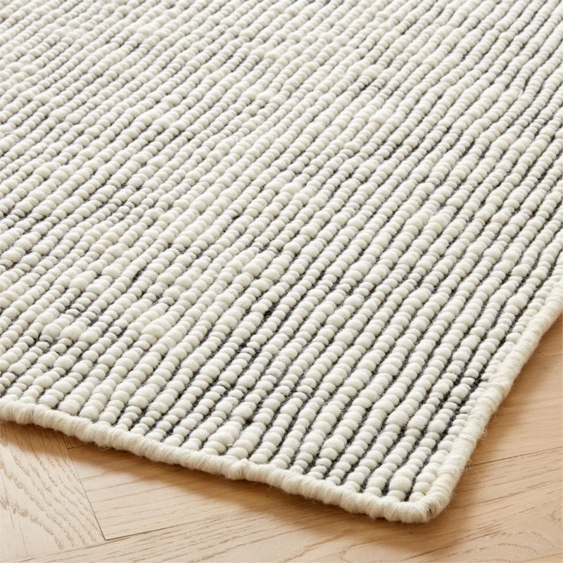 Lousa Handloomed Black And White Wool Area Rug 5'x8' - Image 3