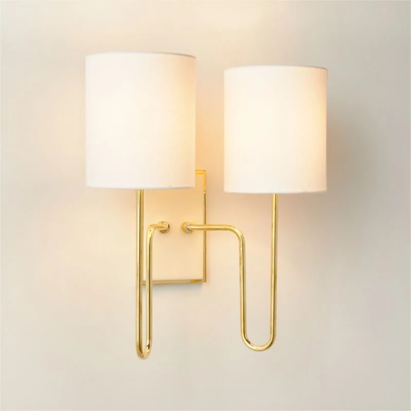 Lucerne Polished Brass Double Wall Sconce Light - Image 2