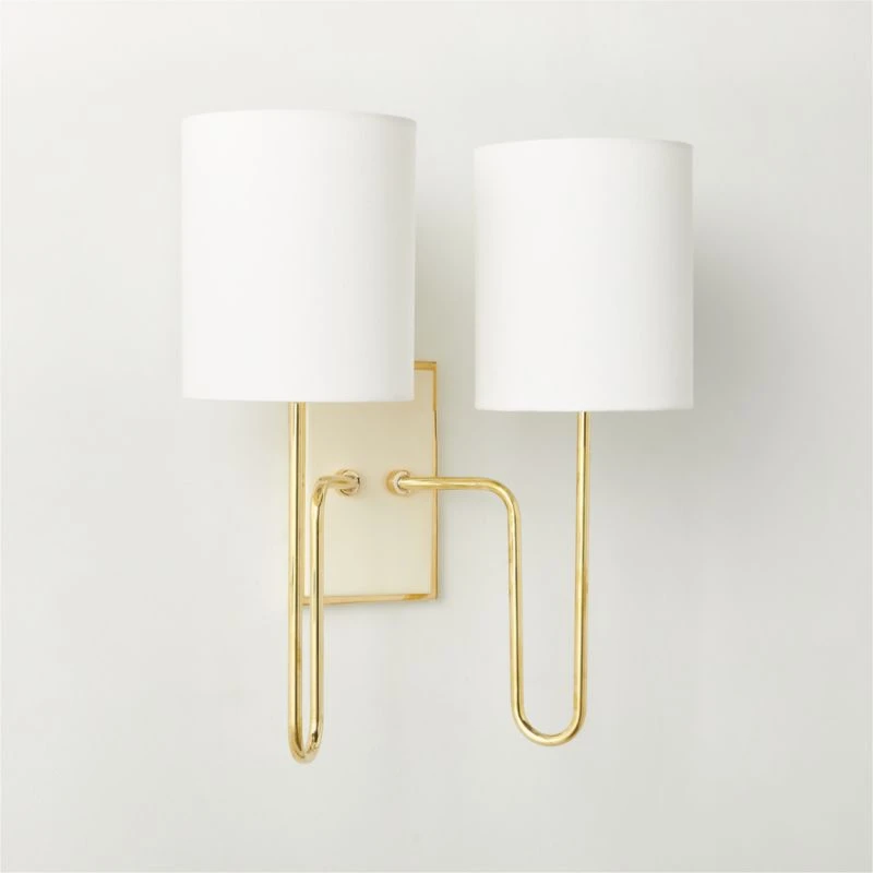 Lucerne Polished Brass Double Wall Sconce Light