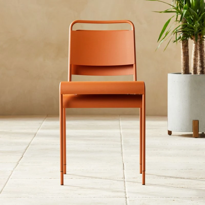 Lucinda Terracotta Outdoor Patio Stacking Chair - Image 2