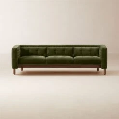 Marconi 3-Seater Tufted Green Velvet Sofa
