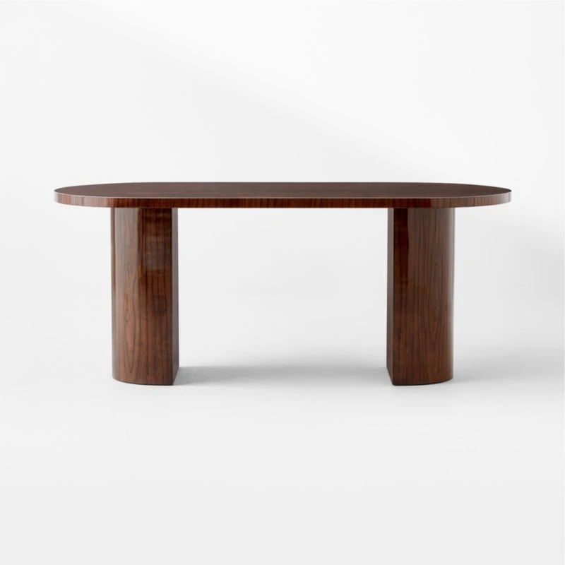 Marisa High-Gloss Walnut Wood Desk 70'' - Image 2