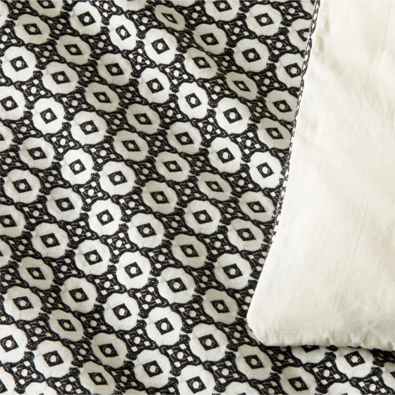 Melina Organic Cotton Black And Warm White Duvet Cover And Shams - Image 2