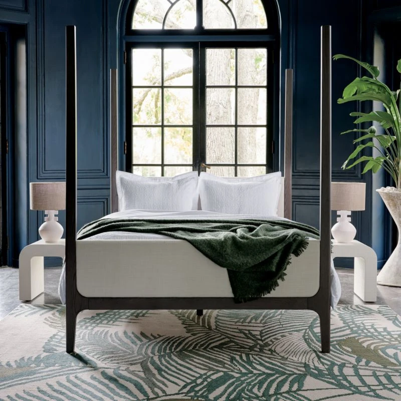 Horseshoe Ivory Lacquered Linen Side Table - Image 2