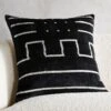 Lines Turkish Black Silk Throw Pillow With Feather-Down Insert 20"