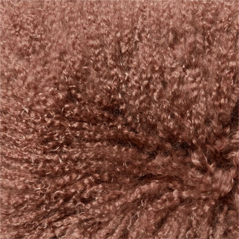 Mongolian Brown Sheepskin Fur Throw Pillow With Down-Alternative Insert 16'' - Image 3