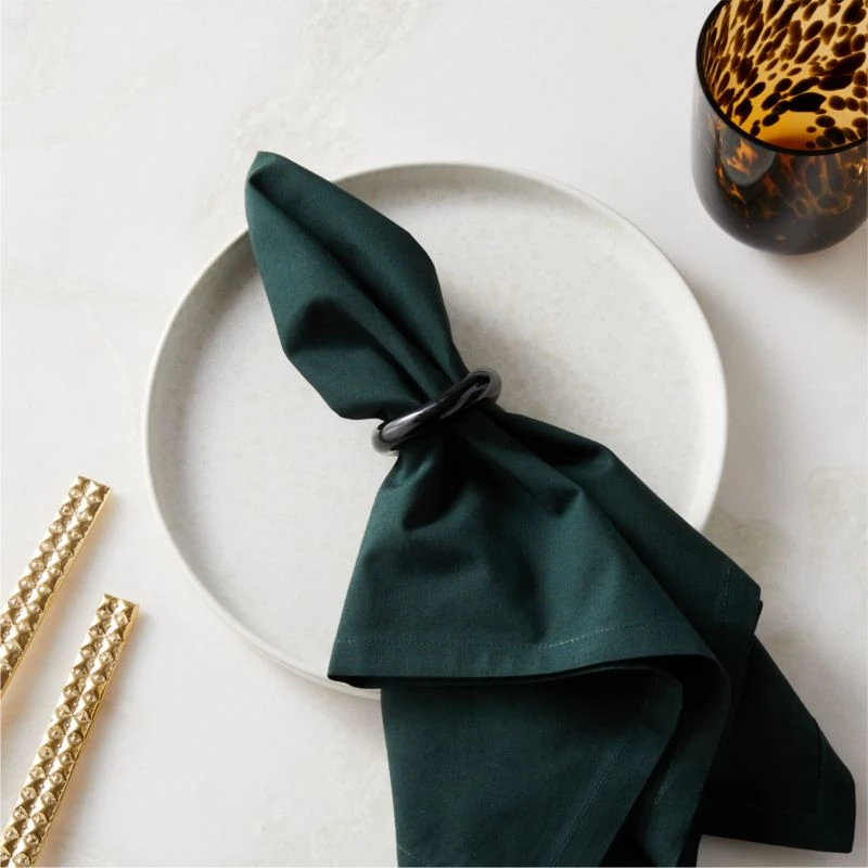 Moore Porcelain Black Napkin Rings Set Of 8 - Image 2