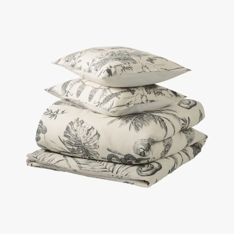 Midnight Jungle Linen Duvet Cover And Shams - Image 2