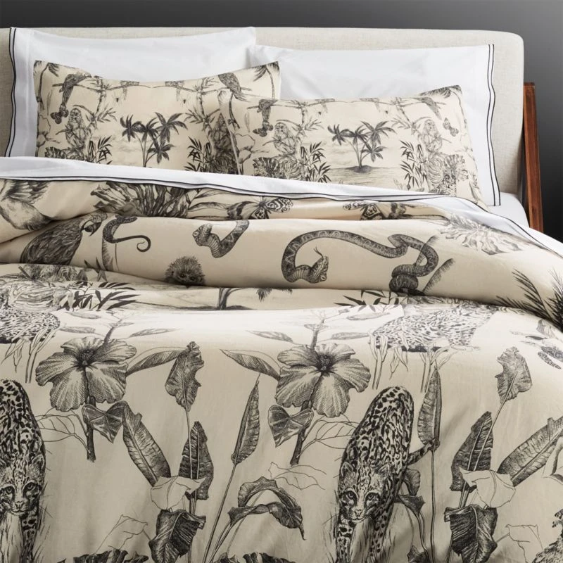 Midnight Jungle Linen Duvet Cover And Shams