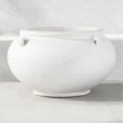 Myla White Terracotta Indoor/Outdoor Planter Bowl With Handles Large