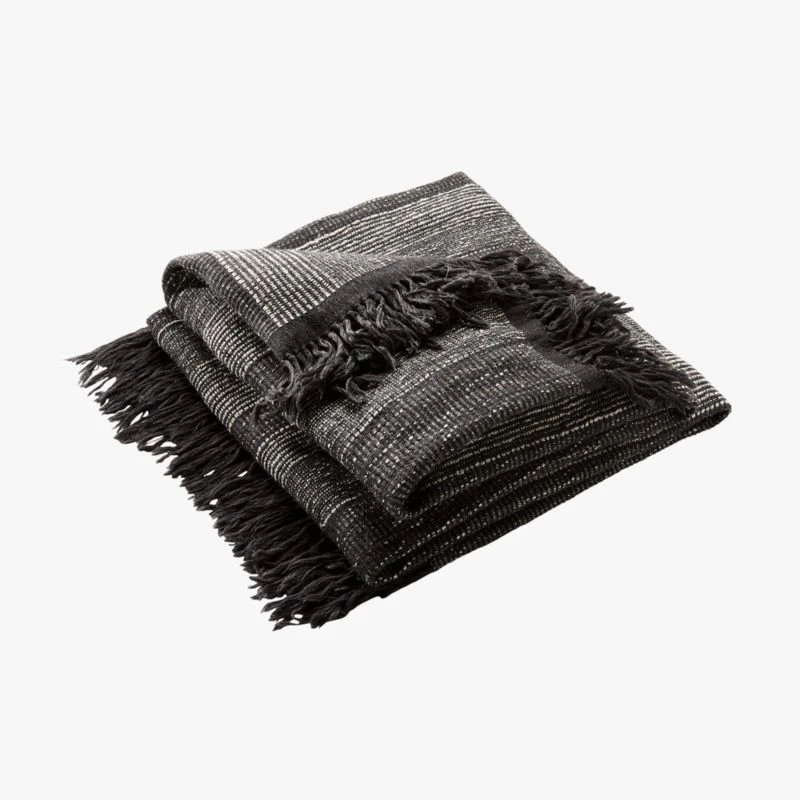 Nala Woven Striped Black Throw Blanket - Image 2