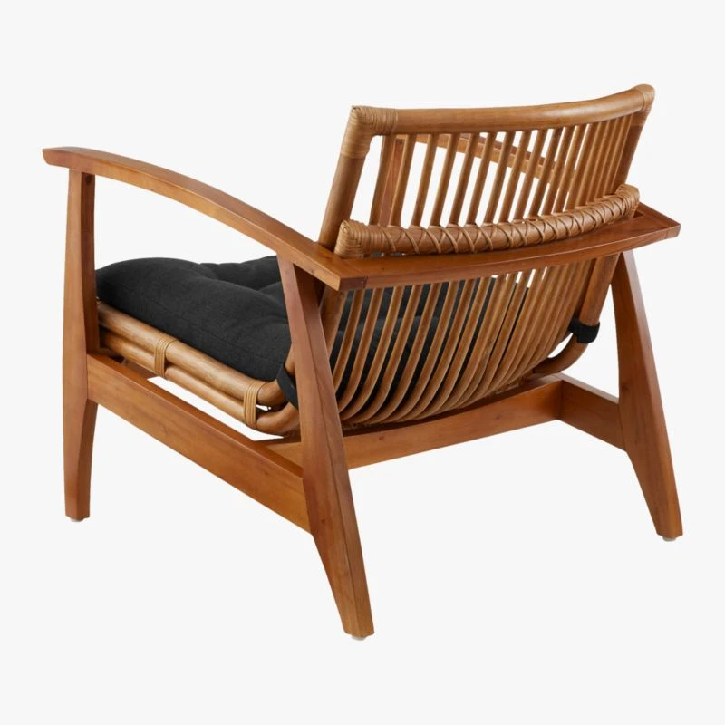 Noelie Rattan Lounge Chair With Black Cushion - Image 8