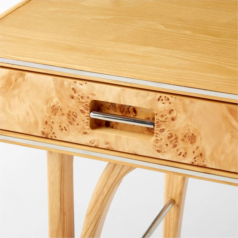 Noemie 3-Drawer Burl Wood Office Desk - Image 6