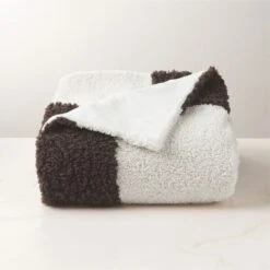 Olio Dark Brown And White Faux Fur Throw Blanket