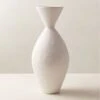 Olpe Ribbed White Terracotta Vase