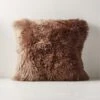Brown Ombre Sheepskin Fur Throw Pillow With Down-Alternative Insert 20"