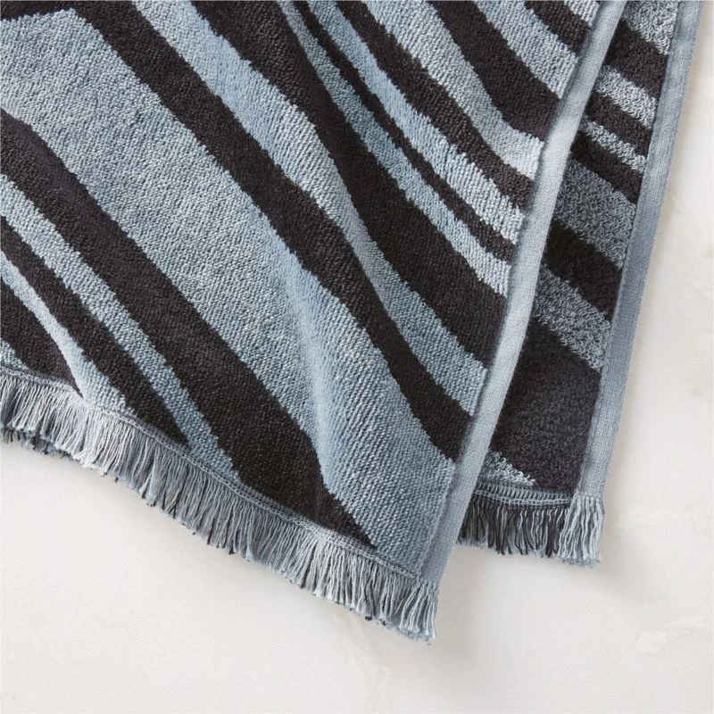 Onca Organic Cotton Blue And Black Hand Towel - Image 4