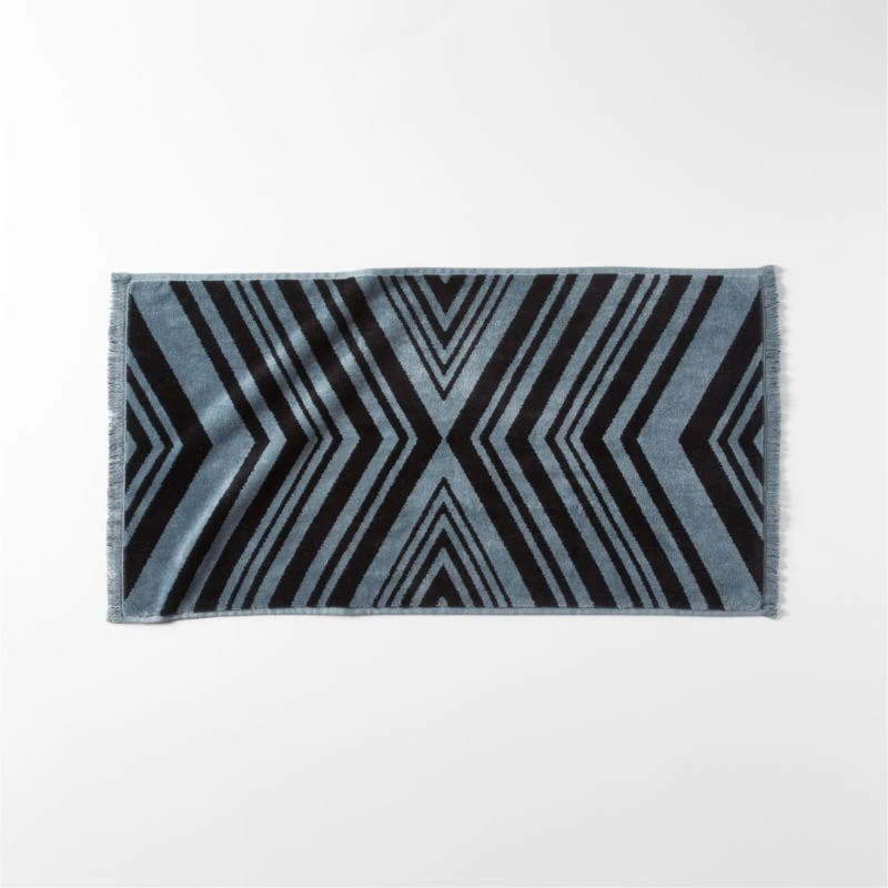 Onca Organic Cotton Blue And Black Hand Towel - Image 3