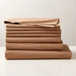 Organic Cotton Percale 400-Thread-Count Sepia Full/Queen Bedding Set