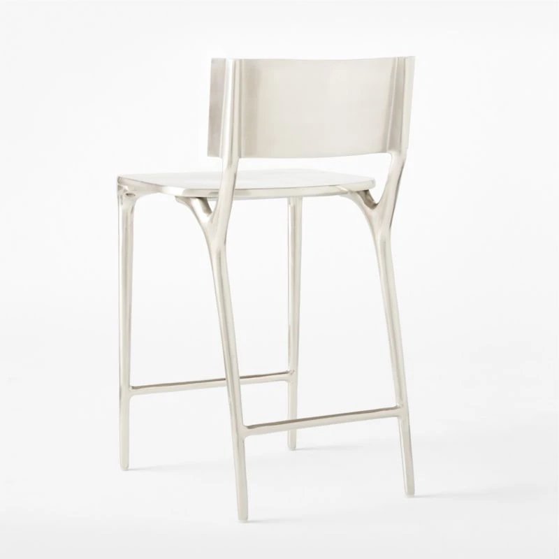 Oro Polished Silver Counter Stool Set Of 2 - Image 6