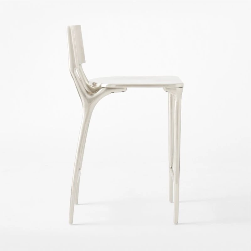 Oro Polished Silver Counter Stool Set Of 2 - Image 5