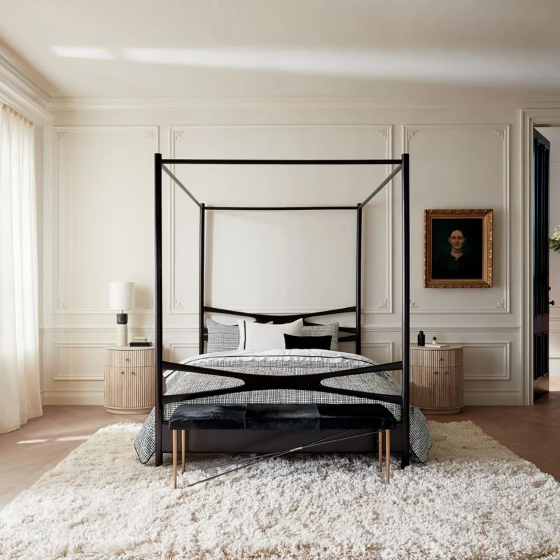 Cameo Curved Whitewashed Wood Nightstand With Drawer - Image 4