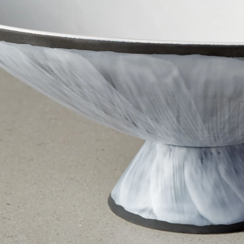 Overlap White Glazed Footed Serving Bowl - Image 3