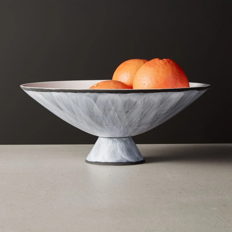 Overlap White Glazed Footed Serving Bowl - Image 2