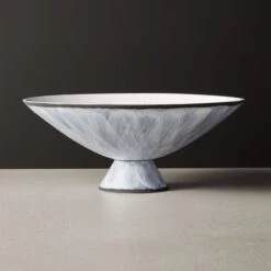 Overlap White Glazed Footed Serving Bowl