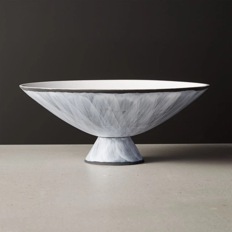 Overlap White Glazed Footed Serving Bowl