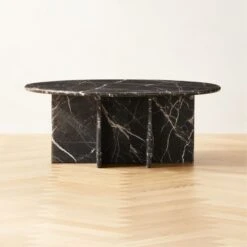 Pasar Round Black Marble Coffee Table