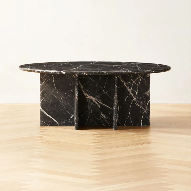 Pasar Round Black Marble Coffee Table