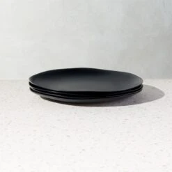 Pebble Matte Black Melamine Salad Plate Set Of 4