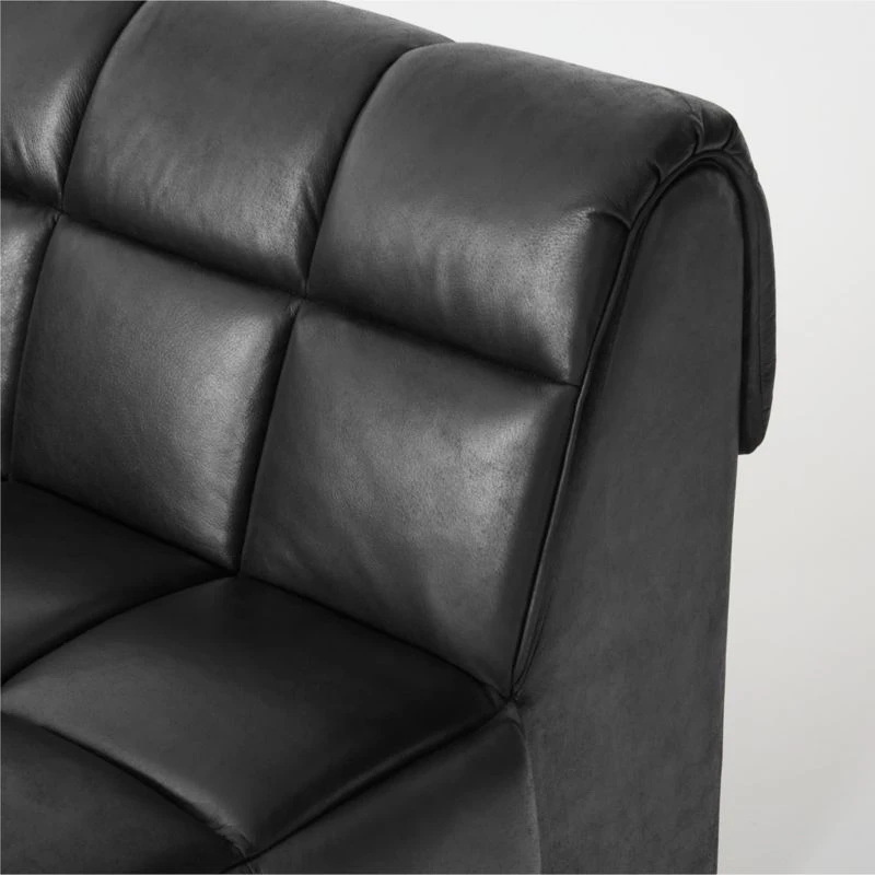 Pezzo 6-Piece L-Shaped Black Leather Sectional Sofa With Right Arm - Image 6