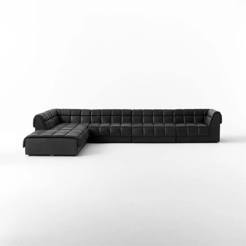 Pezzo 6-Piece L-Shaped Black Leather Sectional Sofa With Right Arm - Image 2