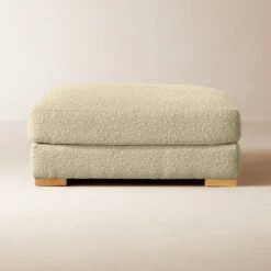 Piazza Camel Brown Boucle Ottoman With White Oak Legs