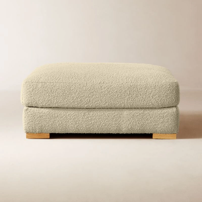 Piazza Camel Brown Boucle Ottoman With White Oak Legs
